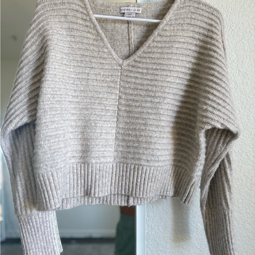 Sincerely Jules Beige V-Neck Sweater
